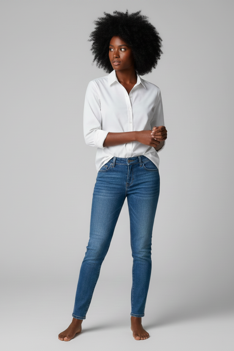 Camisa Social Feminina Branca Lisa