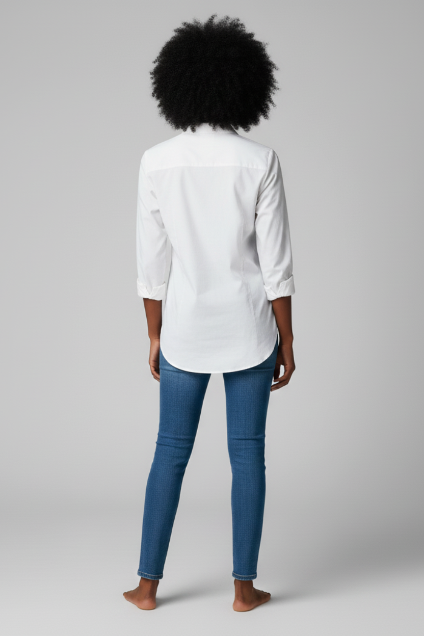 Camisa Social Feminina Branca Lisa