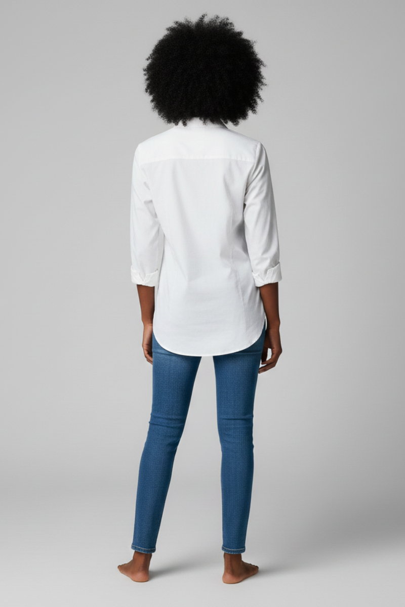 Camisa Social Feminina Branca Lisa