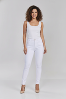 Calça Skinny Branca Cós Alto Premium